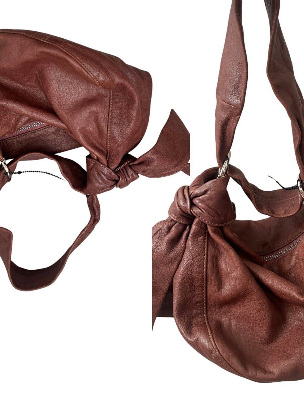 Kooba Brown Leather Knot-Accent Shoulder Bag